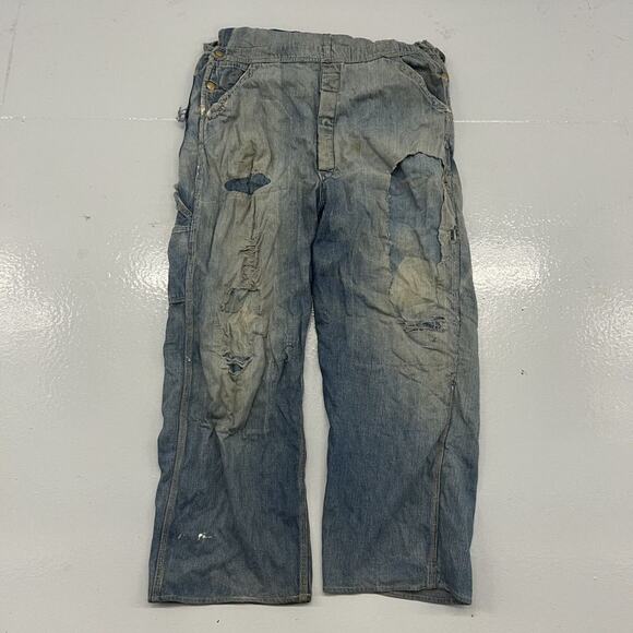 Vintage 40s Jack Rabbit Denim Workwear Overalls 36x28 - Picture 4 of 6